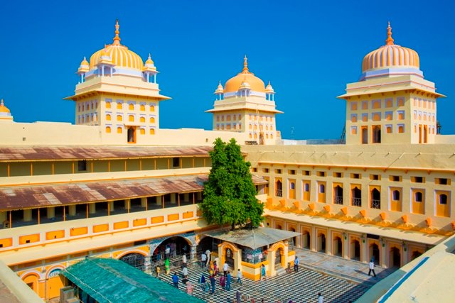 Ram Raja Temple Inner Courtyard with people inside 