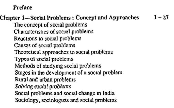 Social problems in India by Ram Ahuja Table of Contents